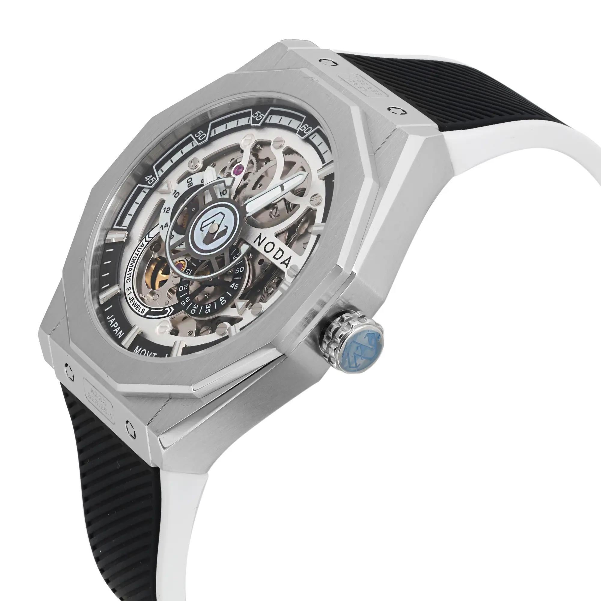 Noda Aero Series-1 43MM Stainless Steel White Skeleton Dial Automatic Watch In New Condition For Sale In New York, NY