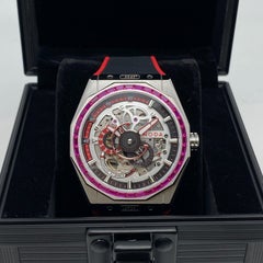 Noda Aero Serie-1 43MM Acero CZ Esqueleto Rojo Esfera Reloj Automático
