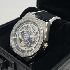 Noda Aero Series-1 43MM Steel CZ Stone White Skeleton Dial Automatic Watch