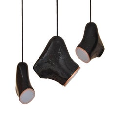 Gold Leaf and Black Metal Suspension Lamp, One of a Kind by MANUFACTURE XXI