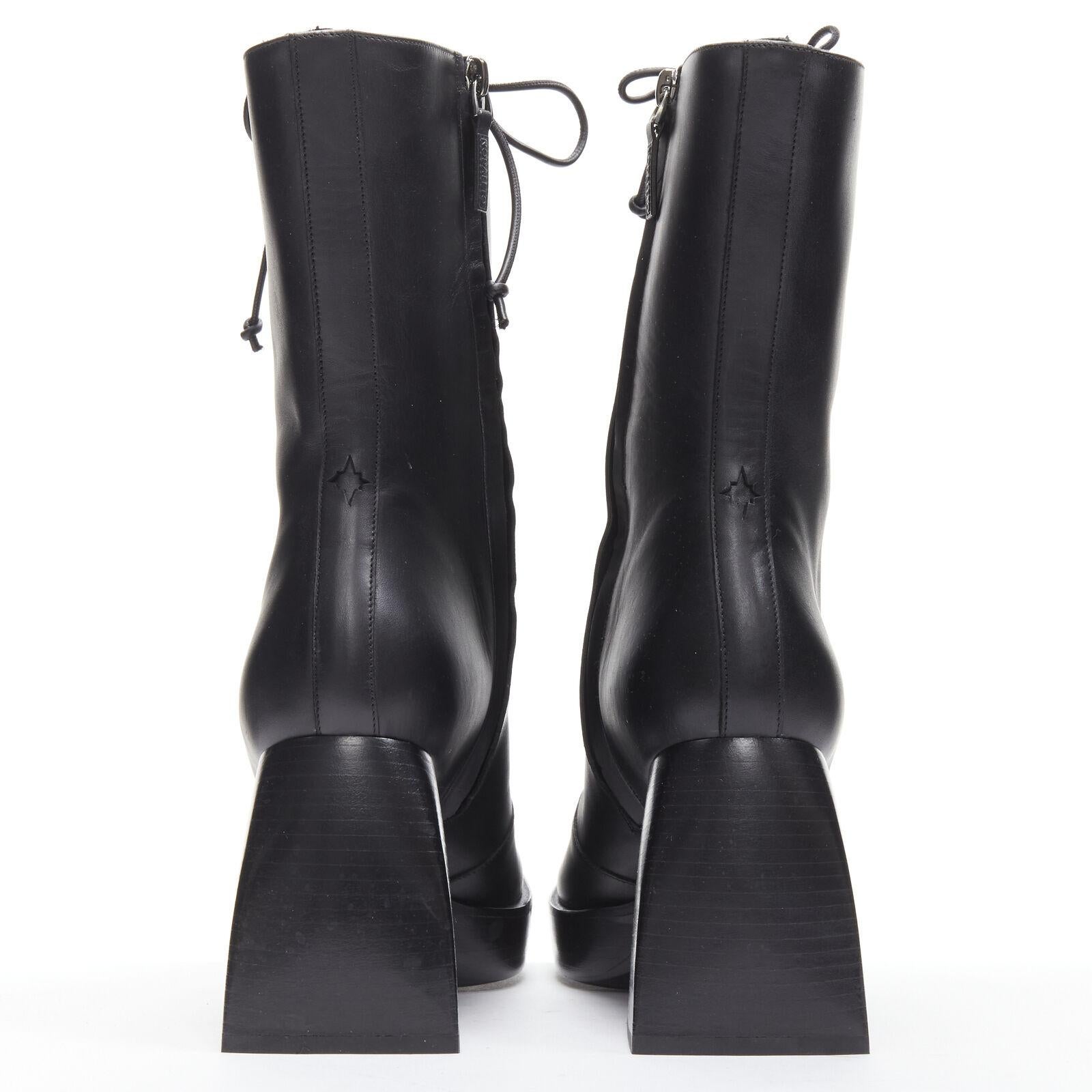 NODALETO black lace up square toe block heeled platform boots EU39 US9 For Sale 1