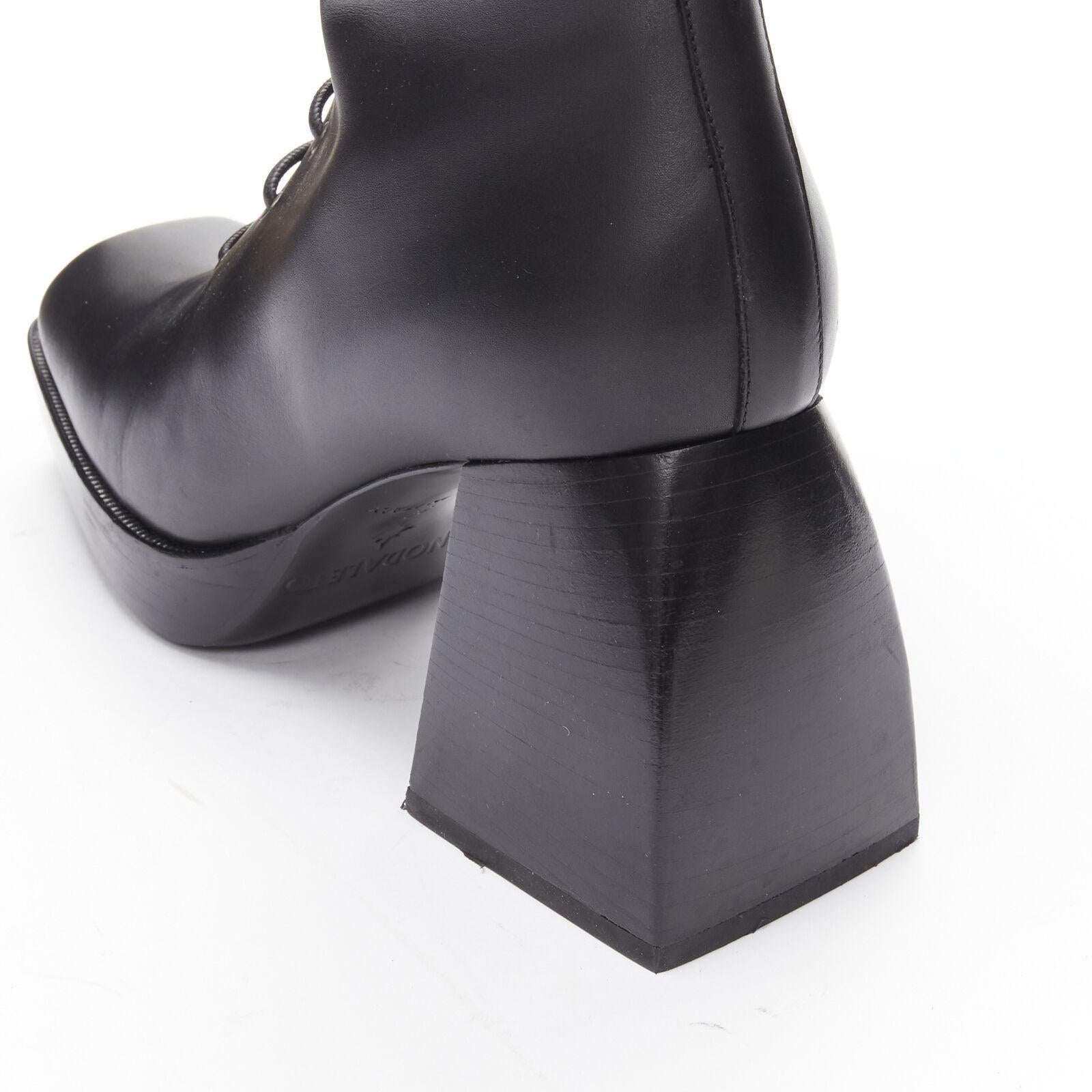NODALETO black lace up square toe block heeled platform boots EU39 US9 For Sale 3