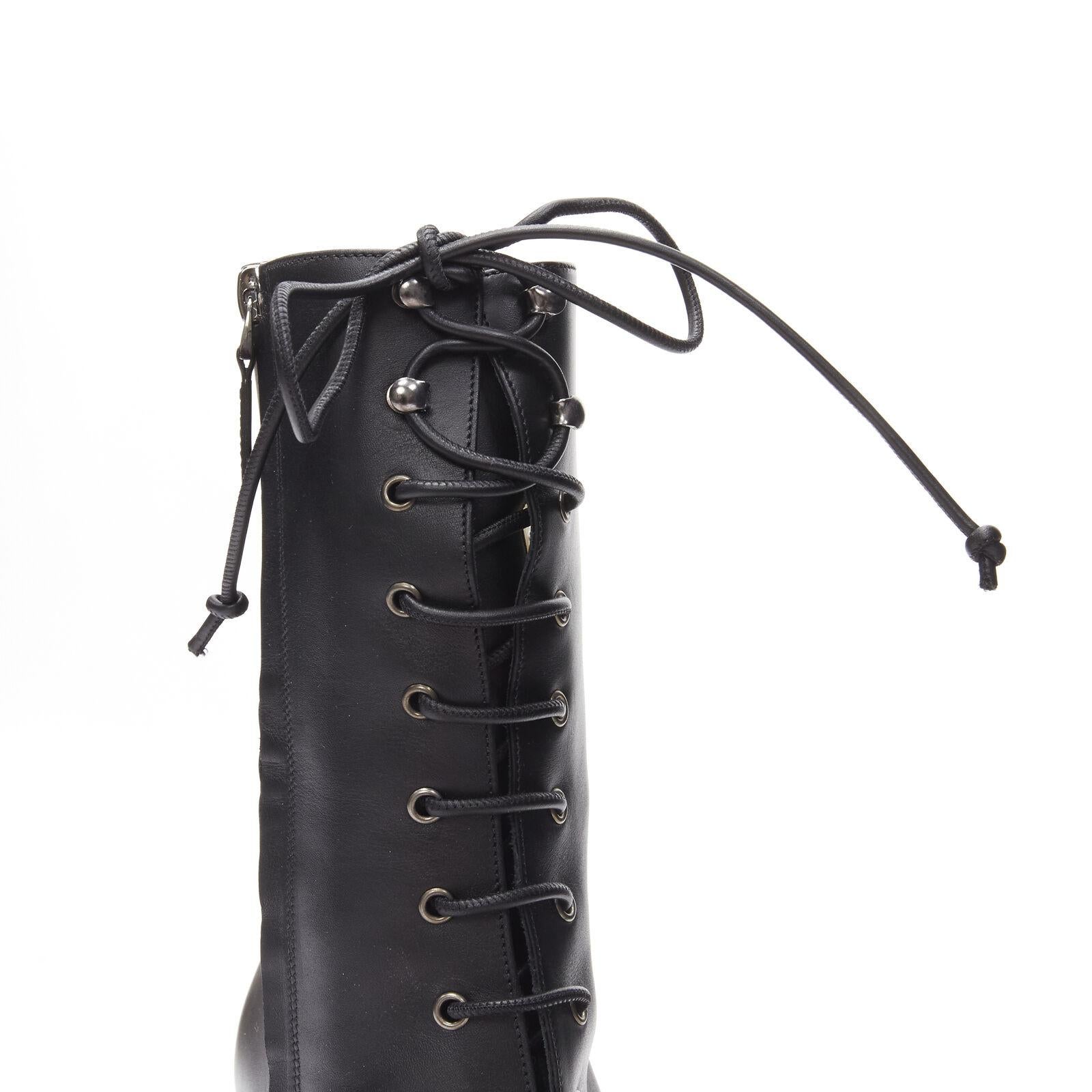 NODALETO black lace up square toe block heeled platform boots EU39 US9 For Sale 4