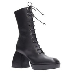 NODALETO black lace up square toe block heeled platform boots EU39 US9