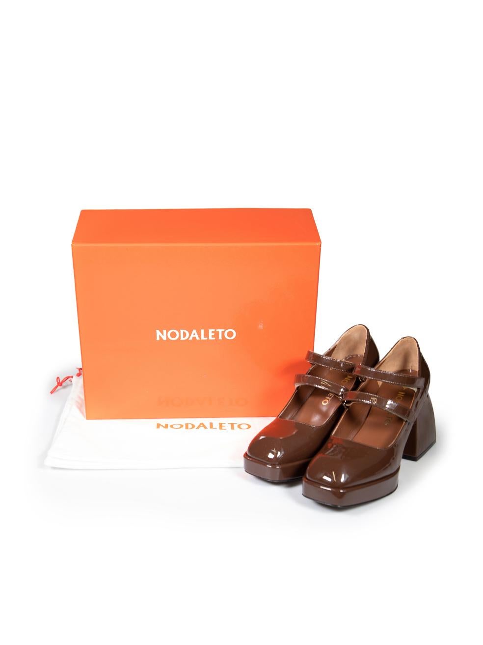 Nodaleto Brown Patent Bulla Babies Platform Heels Size IT 38 For Sale 1