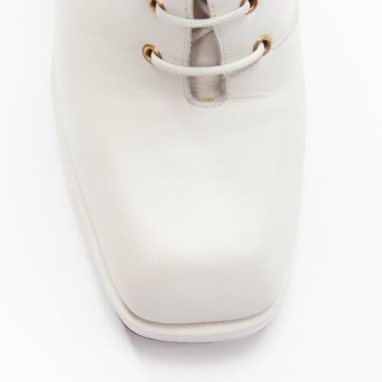 NODALETO Bulla Candy white leather chunky heels lace up boots EU38 1