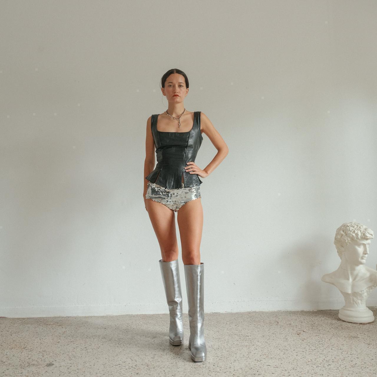 Nodaleto Silver Bulla Boots Knee High Size 39 In Good Condition For Sale In Berlin, DE