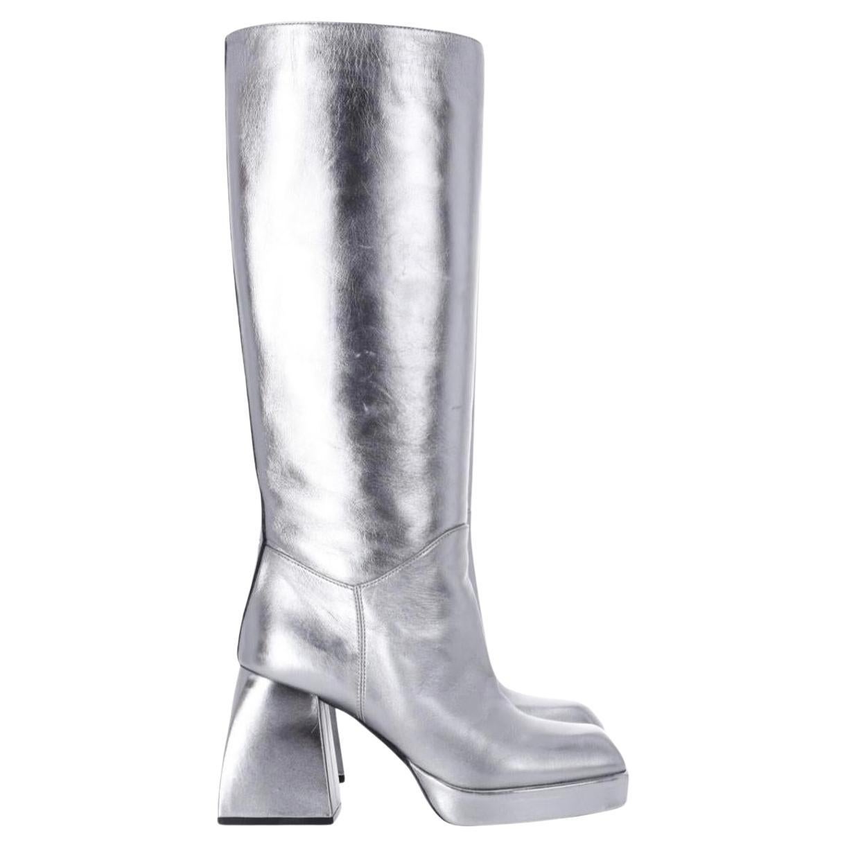 Nodaleto Silver Bulla Boots Knee High Size 39 For Sale