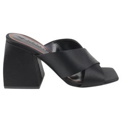 Nodaleto Size 36 Black Satin Bulla Banks Block Heel Sandals 45n321s