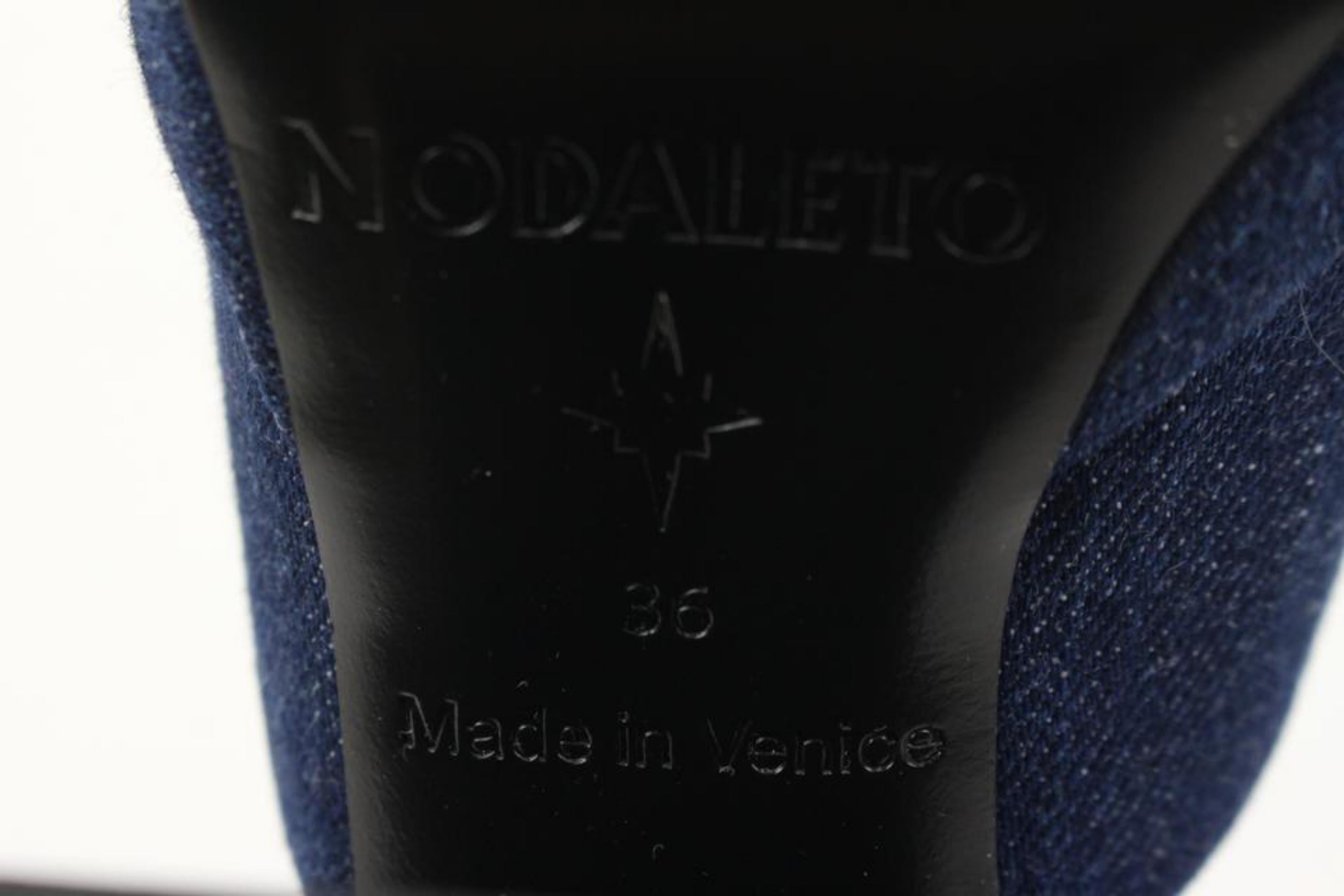 Nodaleto Size 36 Dark Jean Navy Denim Bulla Geller Platform Mules  44n321s For Sale 5