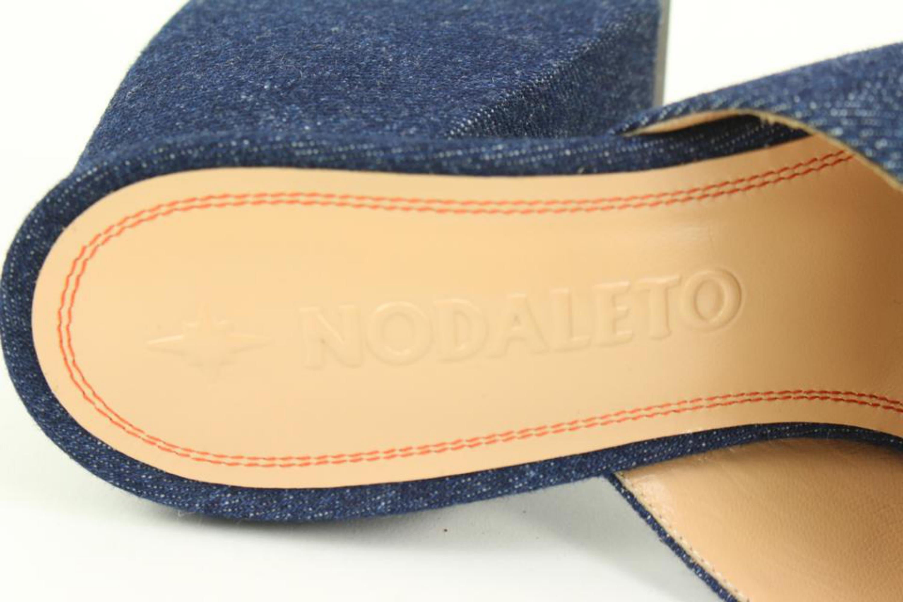 Nodaleto Size 36 Dark Jean Navy Denim Bulla Geller Platform Mules  44n321s For Sale 1