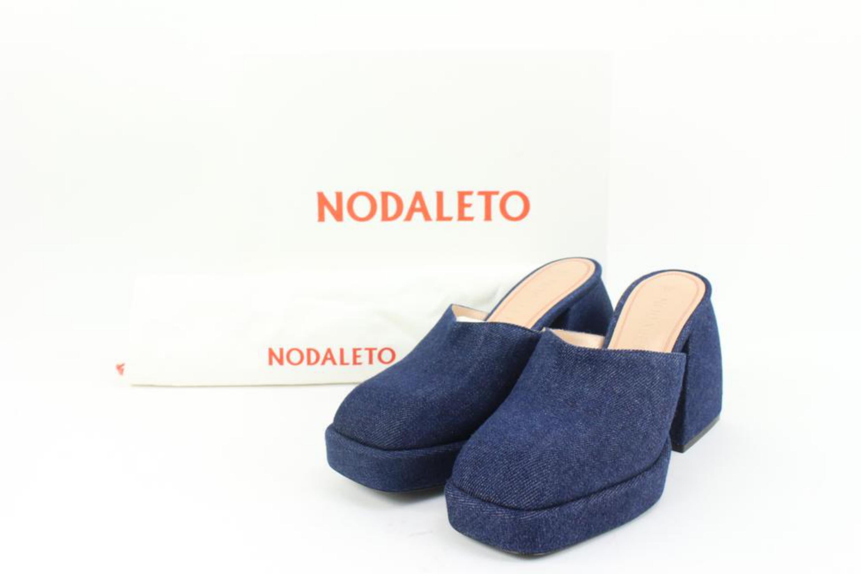 Nodaleto Size 36 Dark Jean Navy Denim Bulla Geller Platform Mules  44n321s For Sale 4