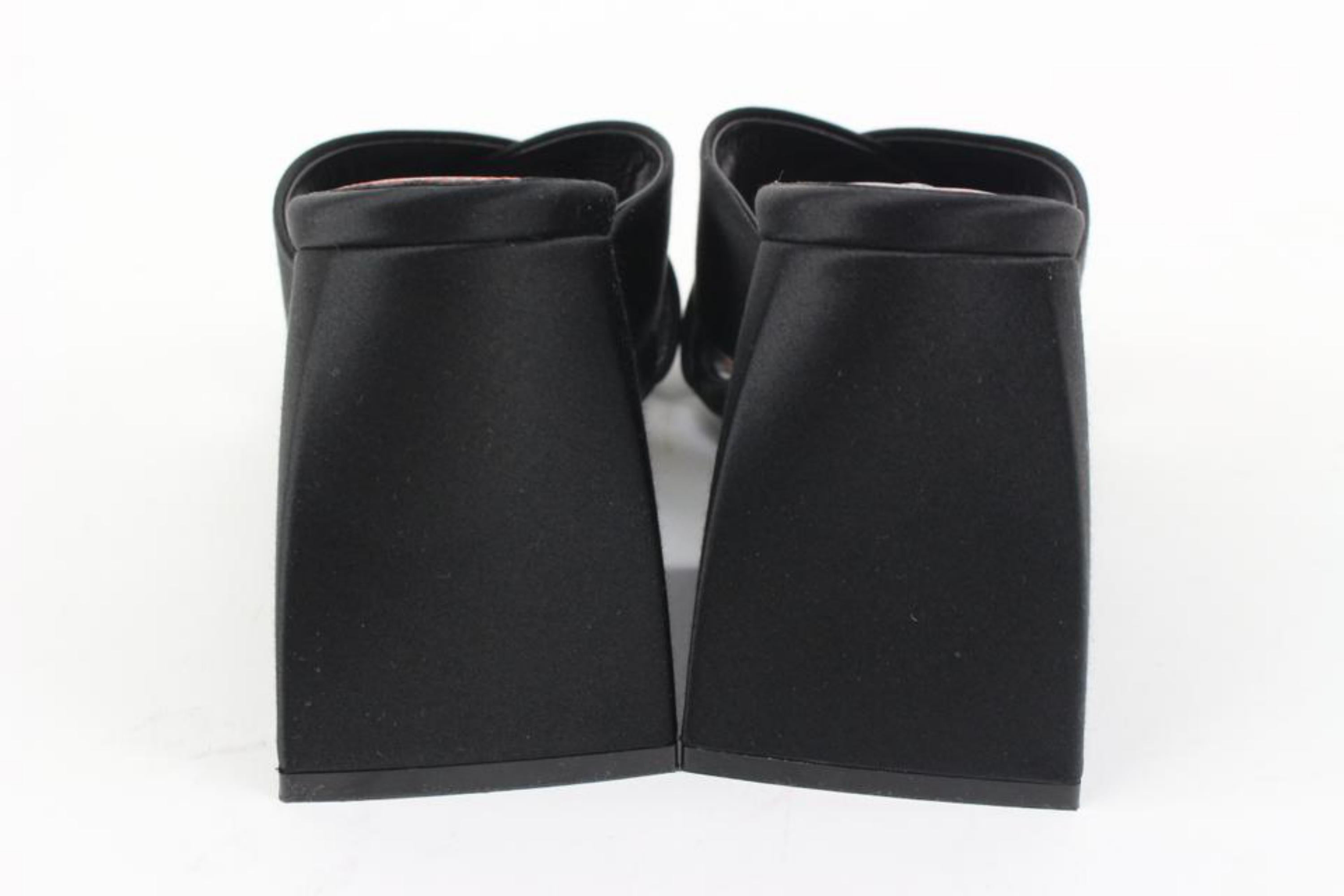 Nodaleto Size 39 Black Satin Bulla Banks Block Heel Sandals 5n52a For Sale 5