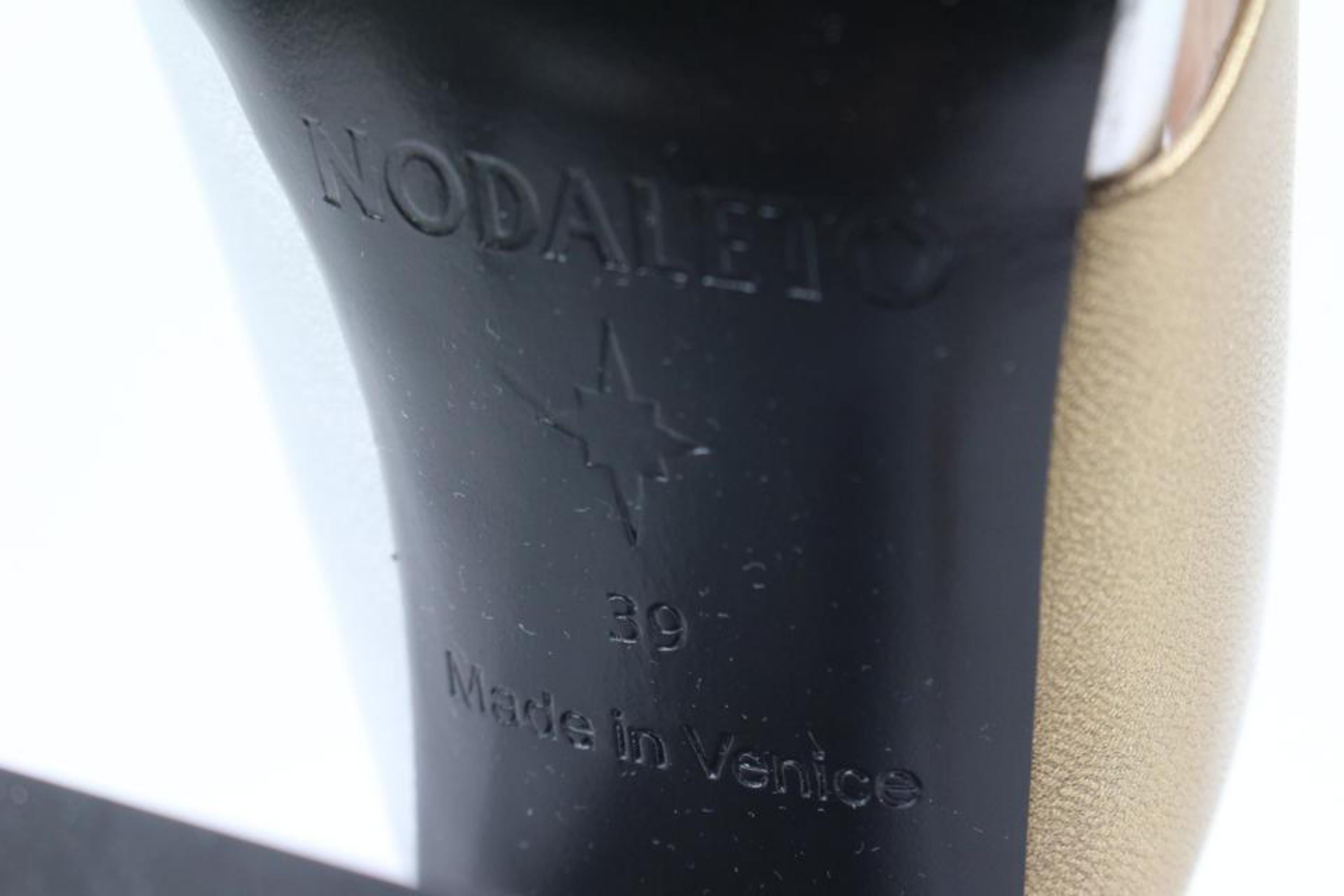 Nodaleto - Sandales à talons bloc Bulla Banks en cuir argenté et or, taille 39, 8no34 en vente 4