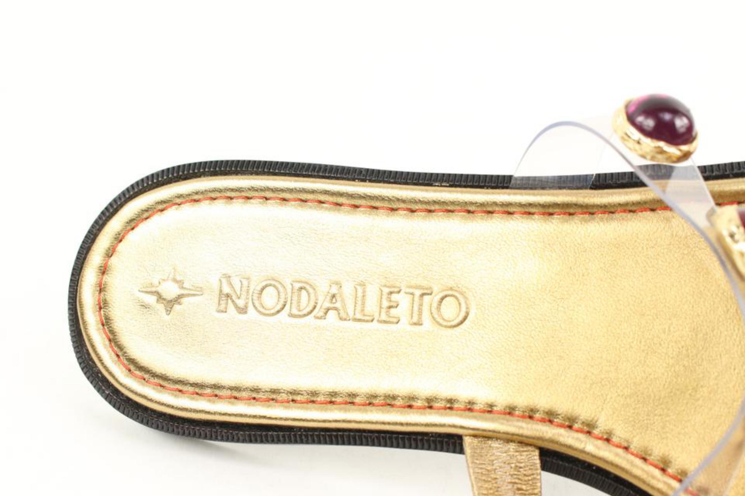Nodaleto Sz 38 $735 Bulla Salem Flat Jeweled Gold Sandals 39n31s 40n321s 6