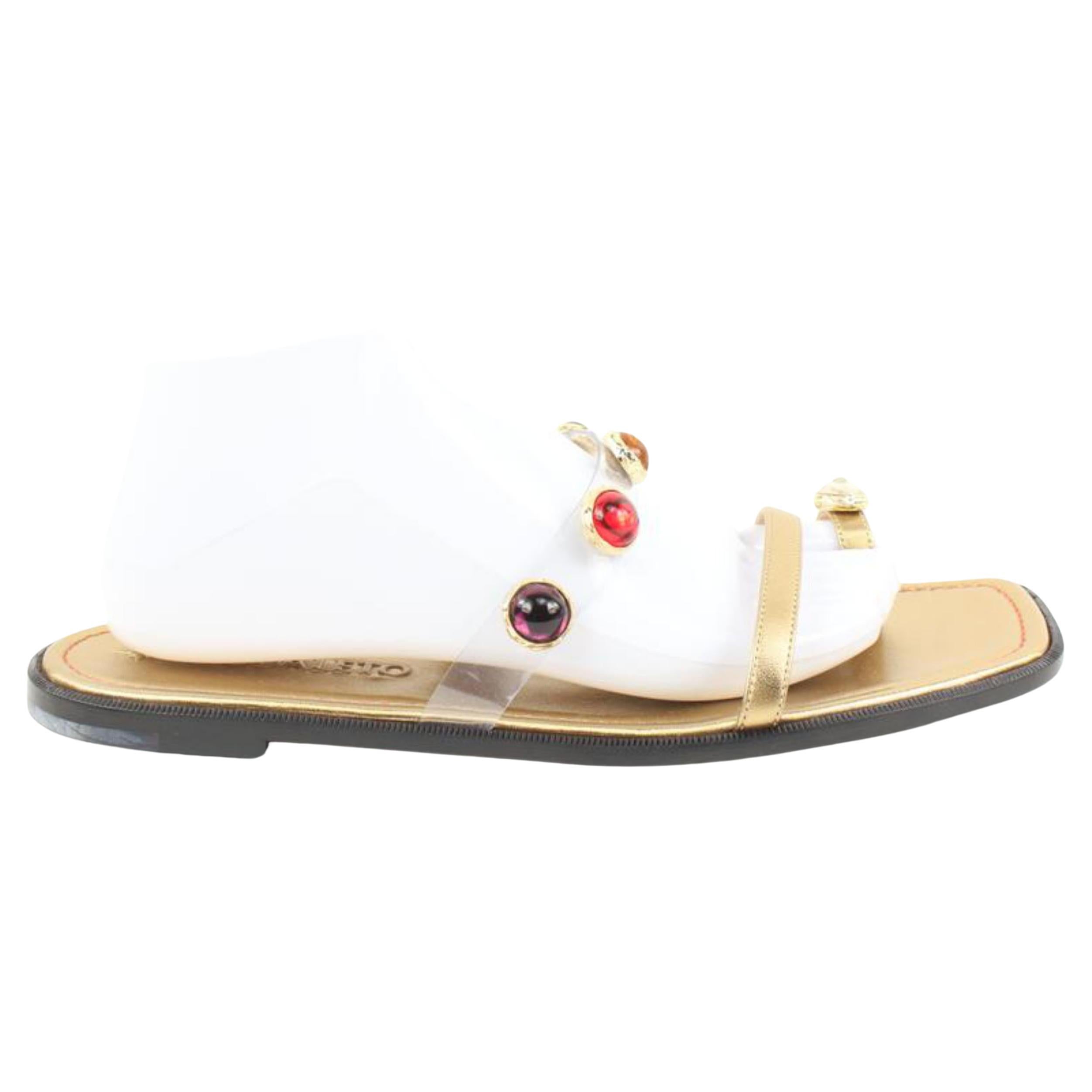 Nodaleto Sz 38 $735 Bulla Salem Flat Jeweled Gold Sandals 39n31s 40n321s