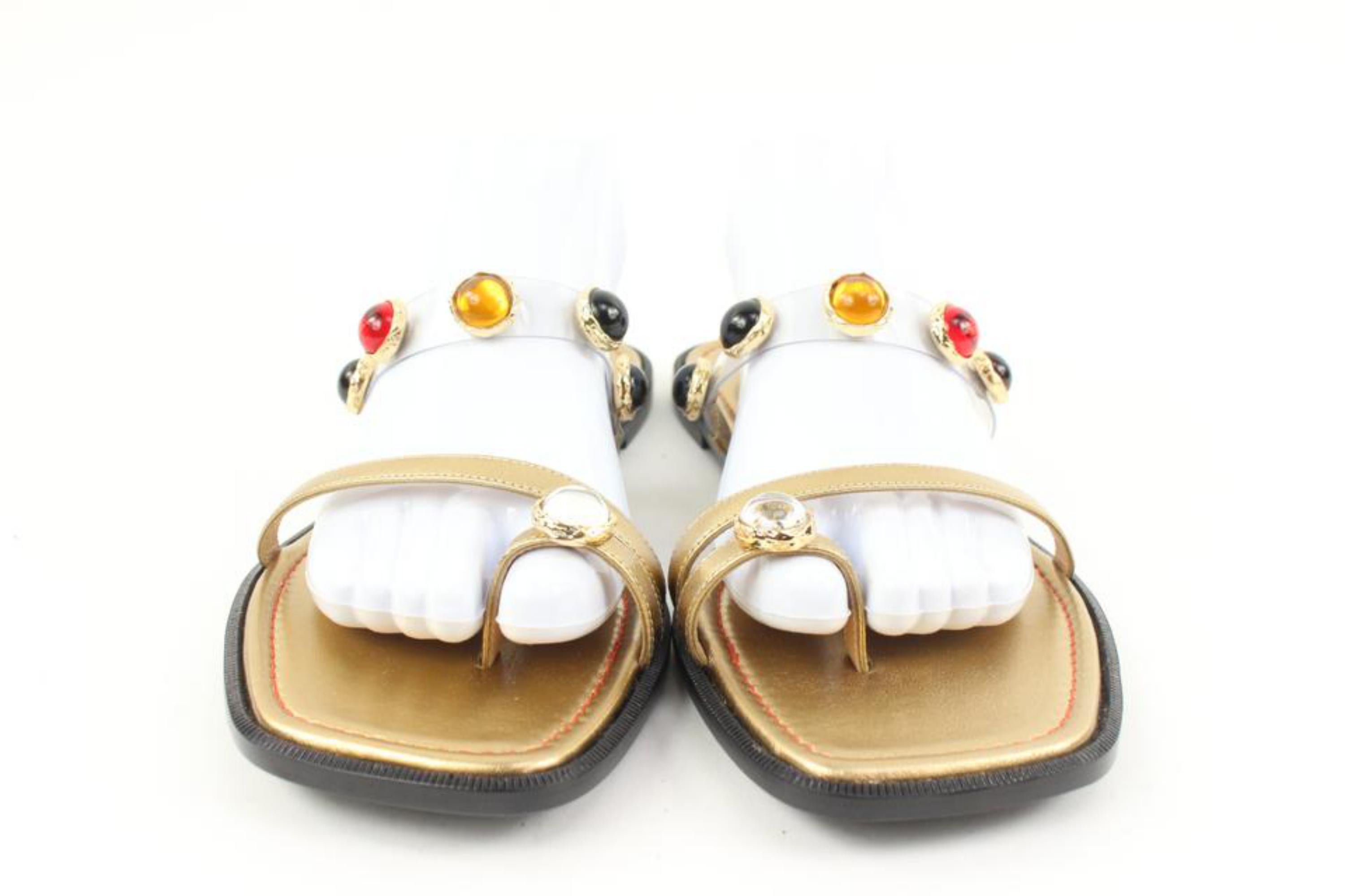 Nodaleto Sz 40 $735  Bulla Salem Flat Jeweled Gold Sandals 46n321s 6