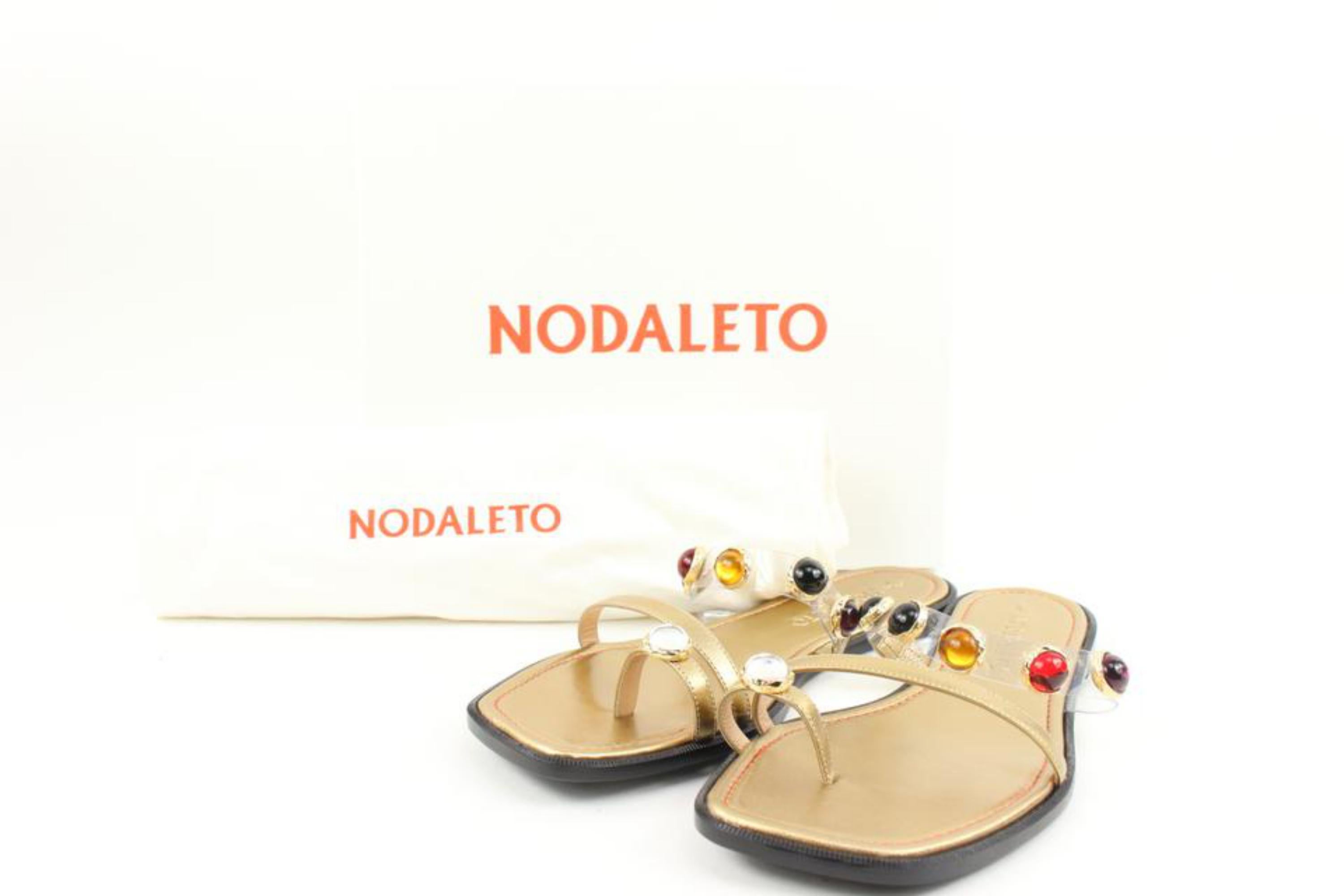 Nodaleto Sz 40 $735  Bulla Salem Flat Jeweled Gold Sandals 46n321s 2