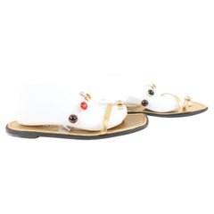 Nodaleto Sz 40 $735  Bulla Salem Flat Jeweled Gold Sandals 46n321s