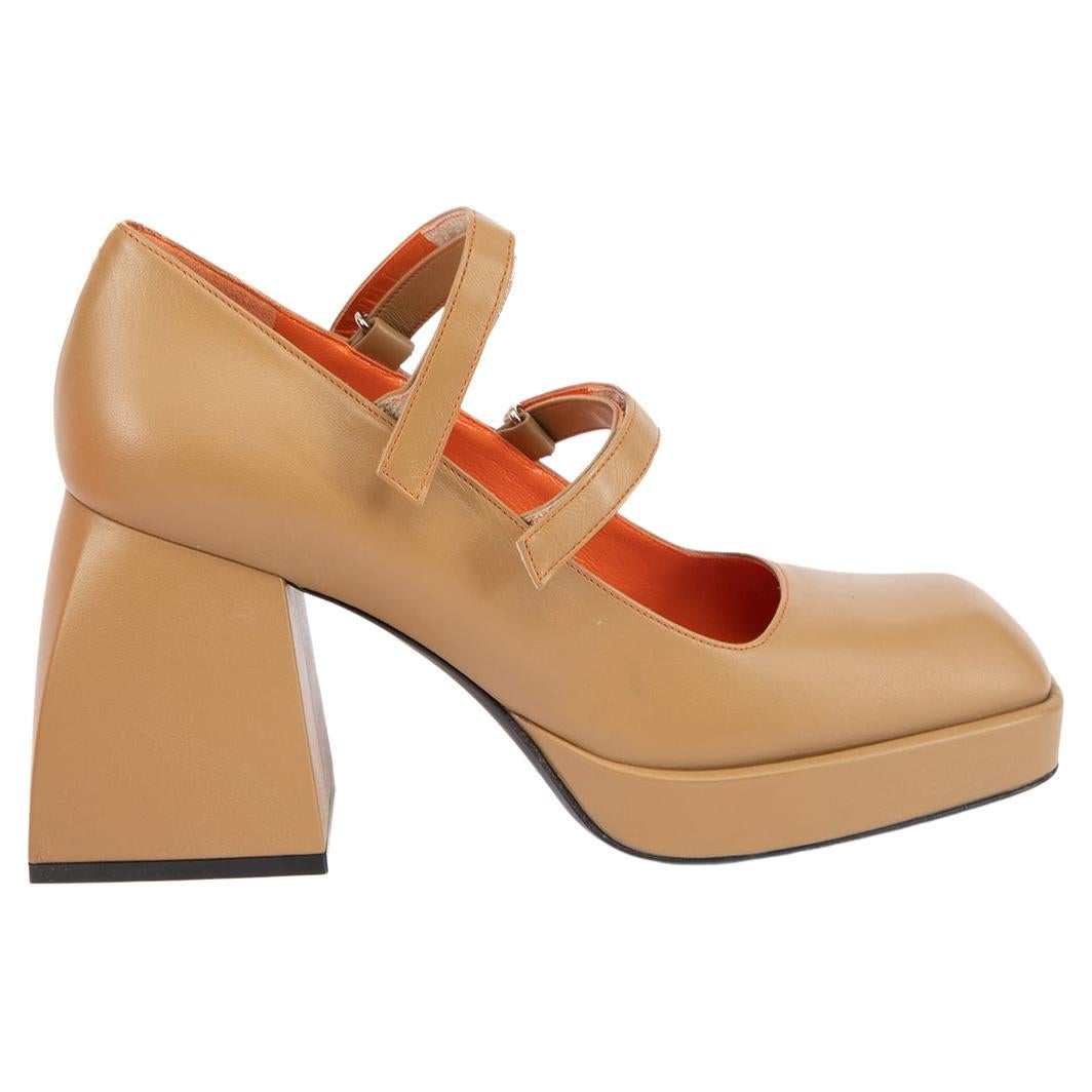 Nodaleto Women's Tan Bulla Babies Leather Mary Jane Heels For Sale at  1stDibs