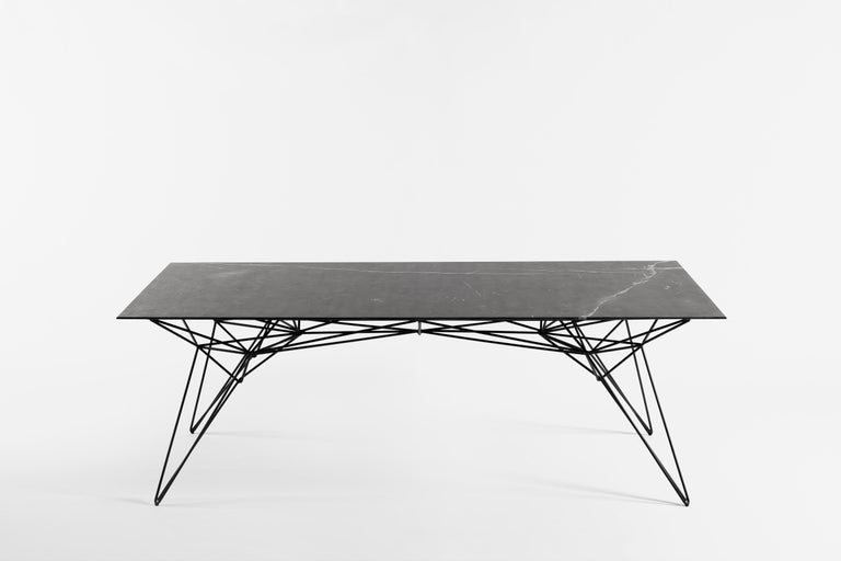 21st Century Modern Marble top and Wire Steel frame Dining Table in ...