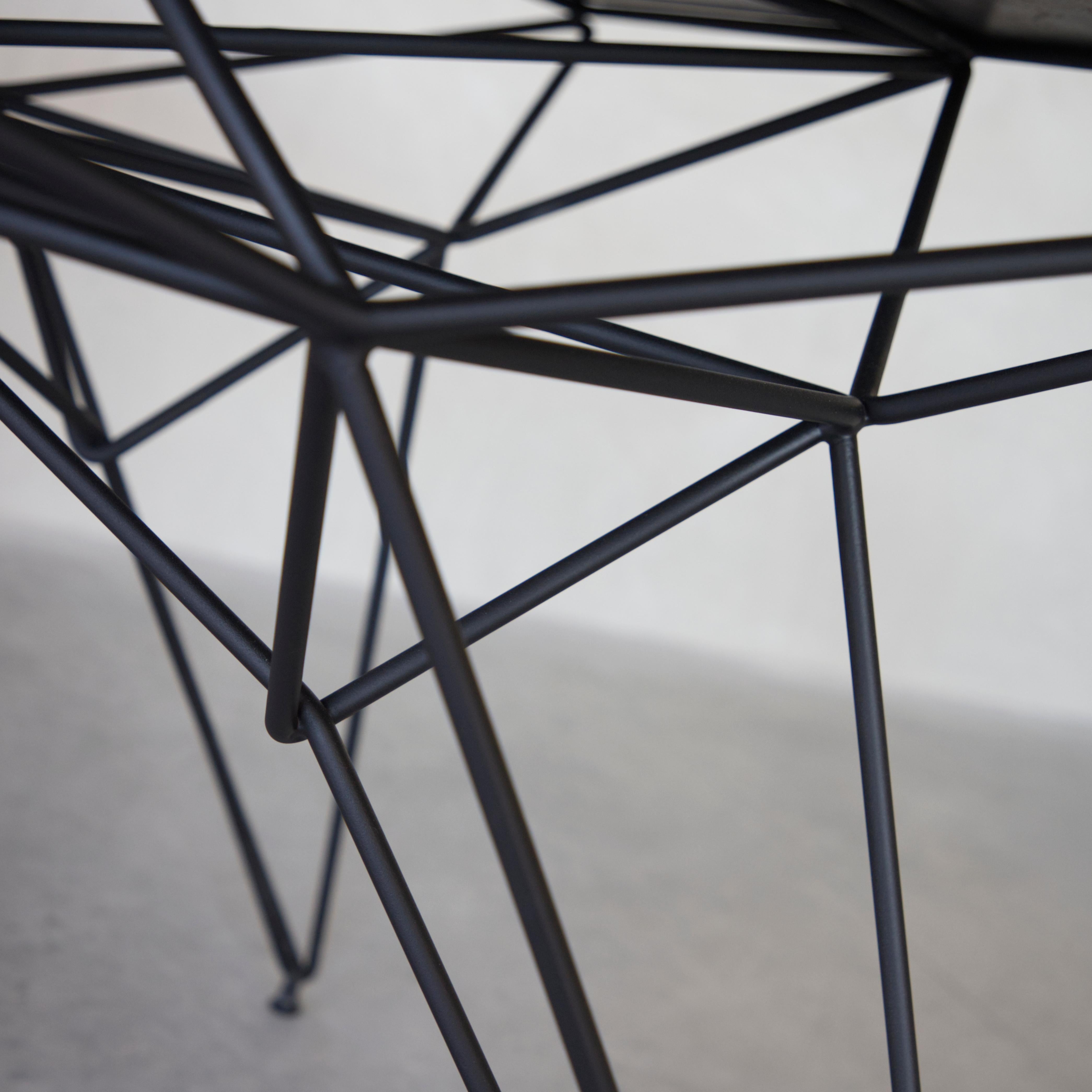 XXIe siècle et contemporain Node, table moderne du 21e siècle en marbre de Marquina et acier métallique noir en vente