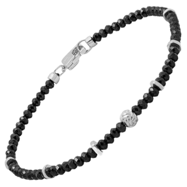 Nodo-Armband mit schwarzem Spinell und Sterlingsilber, Größe L