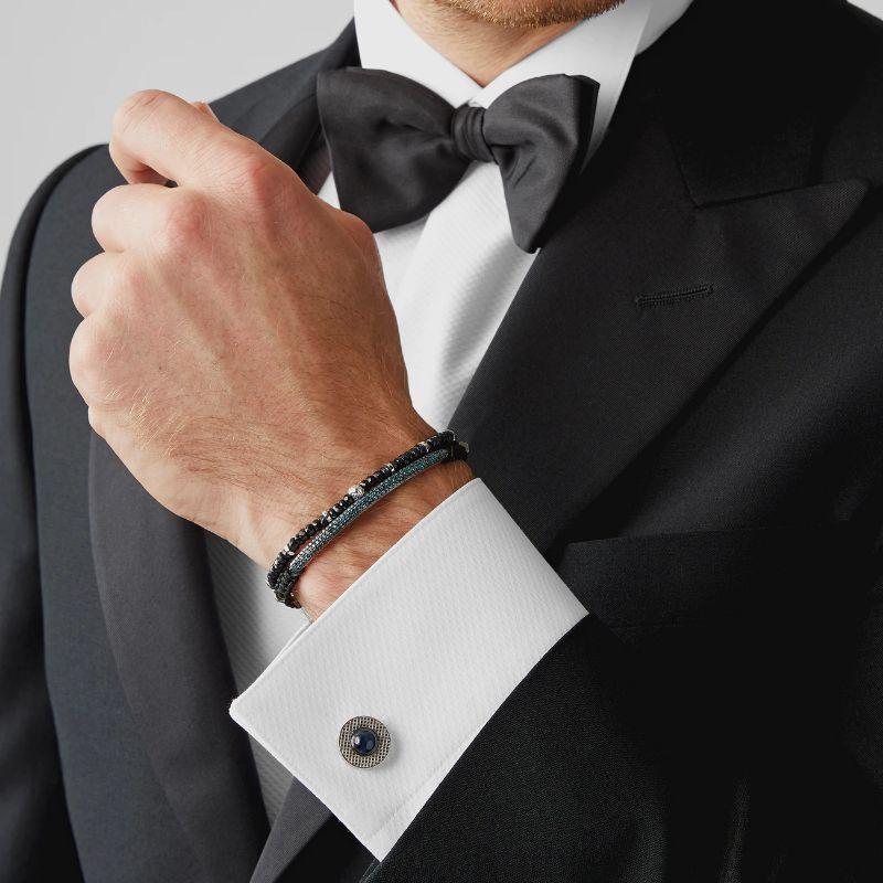 Nodo-Armband mit schwarzem Spinell und Sterlingsilber, Größe S im Zustand „Neu“ im Angebot in Fulham business exchange, London