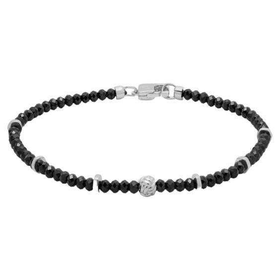 Nodo Bracelet with Black Spinel and Sterling Silver, Size XS For Sale