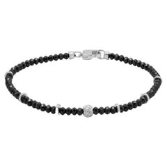 Nodo Bracelet with Black Spinel and Sterling Silver, Size XS