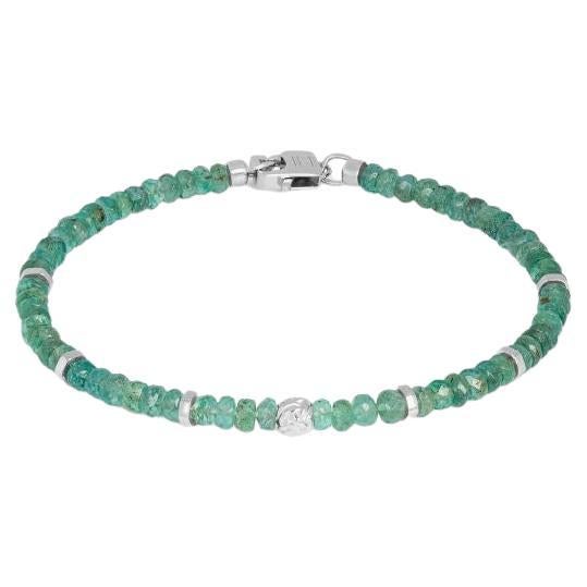 Nodo Bracelet with Emerald and Sterling Silver, Size XS