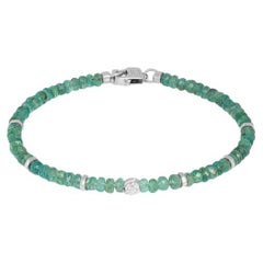 Nodo Bracelet with Emerald and Sterling Silver, Size XS