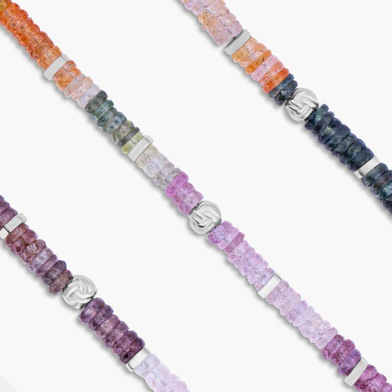 Uomo Bracciale Nodo con zaffiro multicolore e argento, misura media in vendita