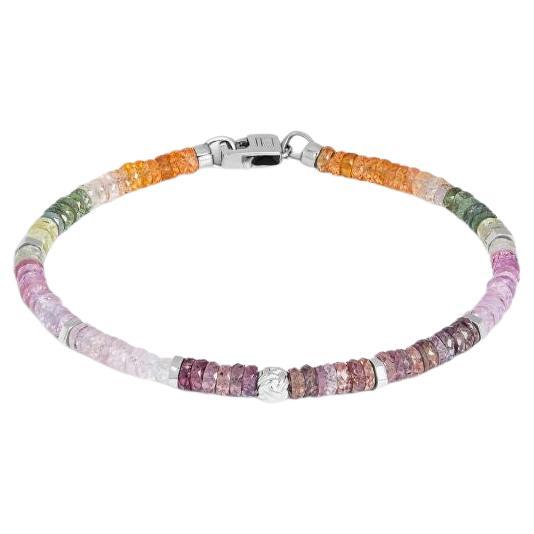 Nodo Bracelet with Multi-Colour Sapphire and Sterling Silver, Size XS For Sale