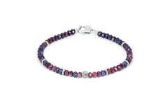 Nodo Bracelet with Red and Blue Sapphires and Sterling Silver, Size L