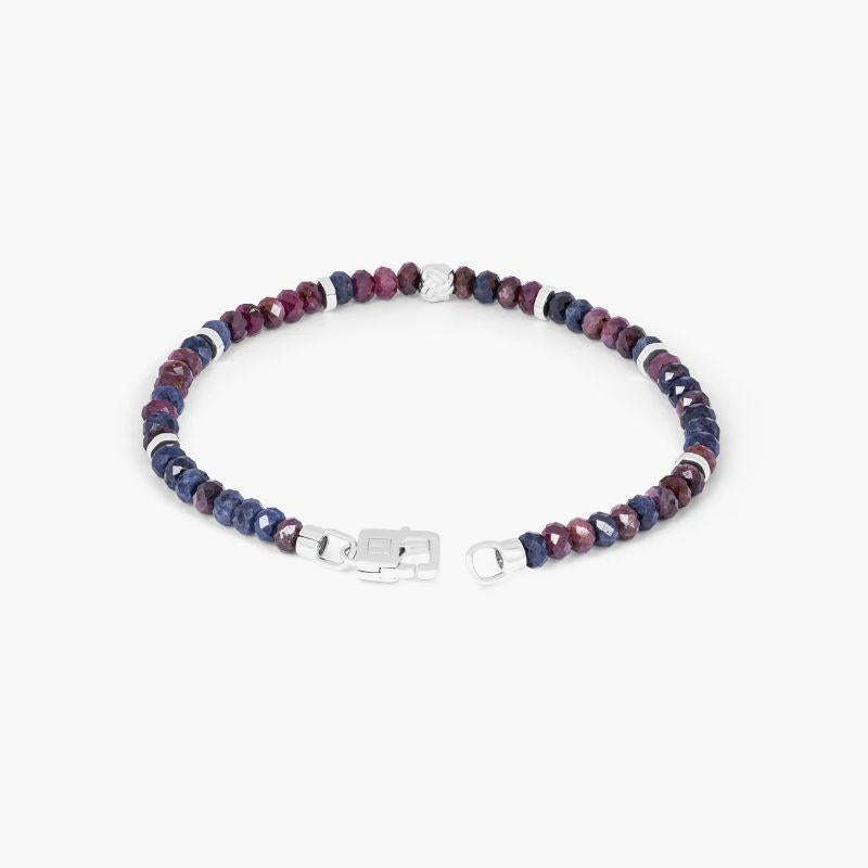 Nodo Bracelet with Red and Blue Sapphires and Sterling Silver, Size XS In New Condition For Sale In Fulham business exchange, London