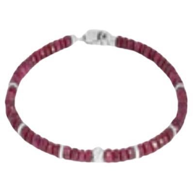 Nodo Bracelet with Ruby and Sterling Silver, Size L For Sale