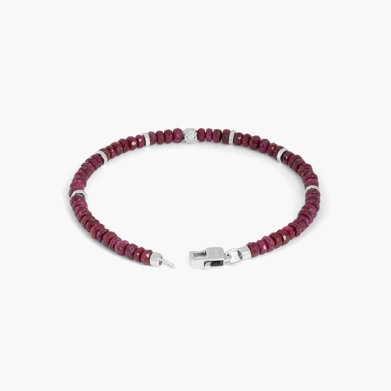 Nodo Bracelet with Ruby and Sterling Silver, Size XS In New Condition For Sale In Fulham business exchange, London