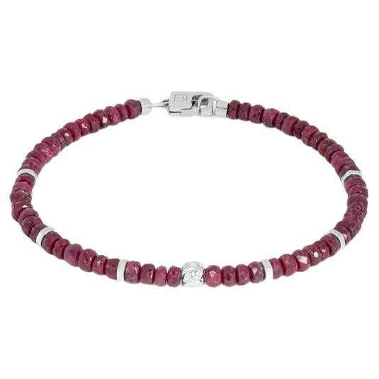 Nodo Bracelet with Ruby and Sterling Silver, Size XS For Sale