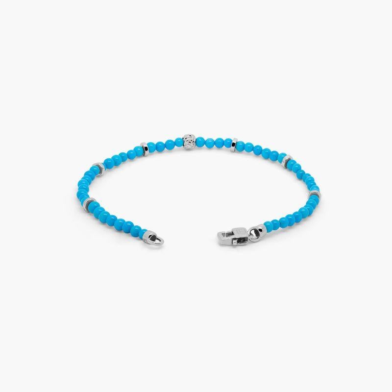 Nodo Bracelet with Sleeping Beauty Turquoise and Sterling Silver, Size L In New Condition For Sale In Fulham business exchange, London