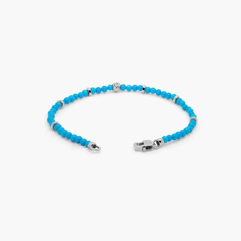 Nodo Bracelet with Sleeping Beauty Turquoise and Sterling Silver, Size XS In New Condition For Sale In Fulham business exchange, London