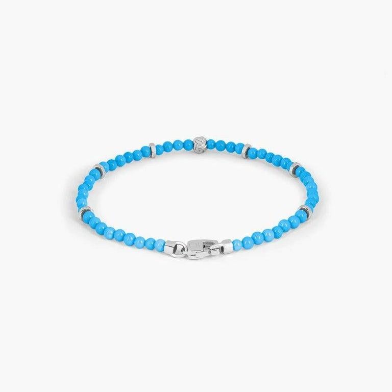 Men's Nodo Bracelet with Sleeping Beauty Turquoise and Sterling Silver, Size XS For Sale