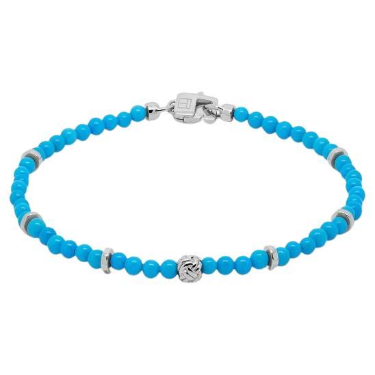 Nodo Bracelet with Sleeping Beauty Turquoise and Sterling Silver, Size XS For Sale