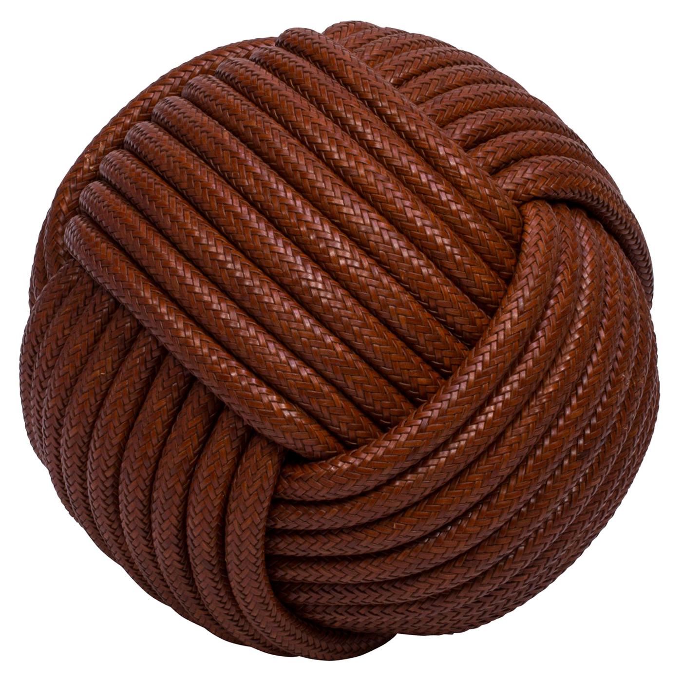 Nodo Leather Pouf For Sale