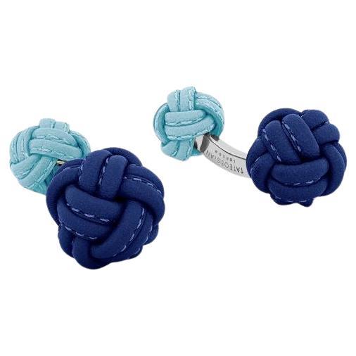 Manschettenknöpfe von Nodo Pelle aus marineblauem und blauem Leder