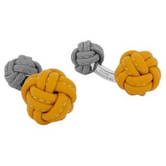 Boutons de manchette Nodo Pelle en cuir jaune et gris