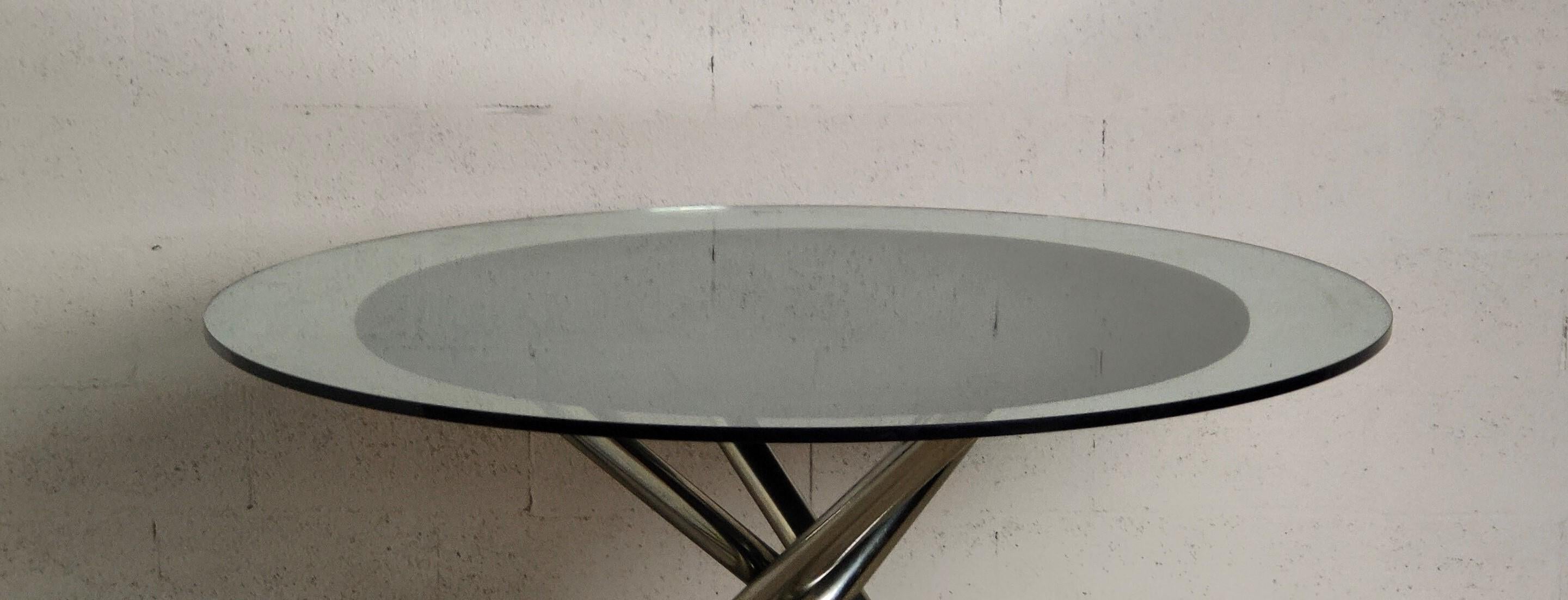 Italian Nodo Round Glass Table by Carlo Bartoli for Tisettanta 1970s