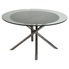 “Nodo” round steel chromed and glass table by Carlo Bartoli for Tisettanta 70s