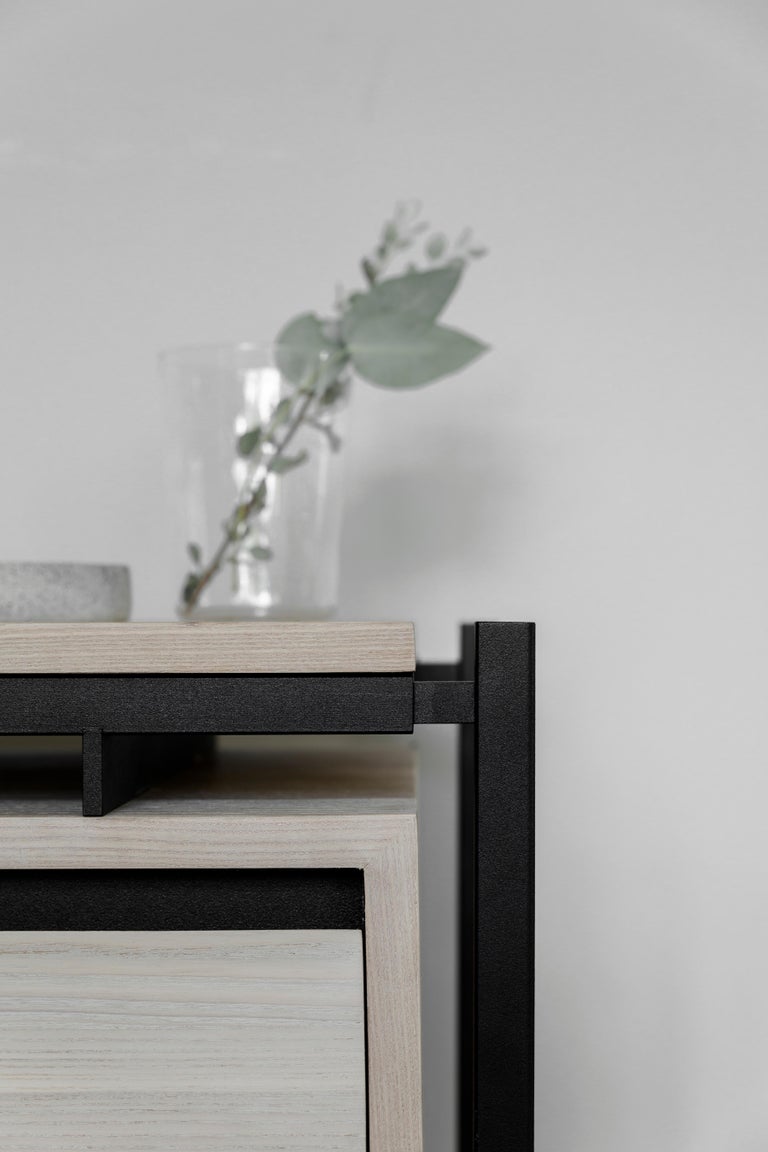 Nodo Steel and White Oak Veneer Nightstand For Sale at 1stDibs