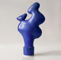 Dogu Lady 61 - Modern Minimal Abstract Blue Ceramic Sculpture